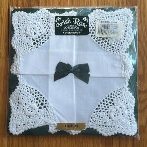 Blarney Woolen Mills Irish Rose hand crocheted white napkins- New